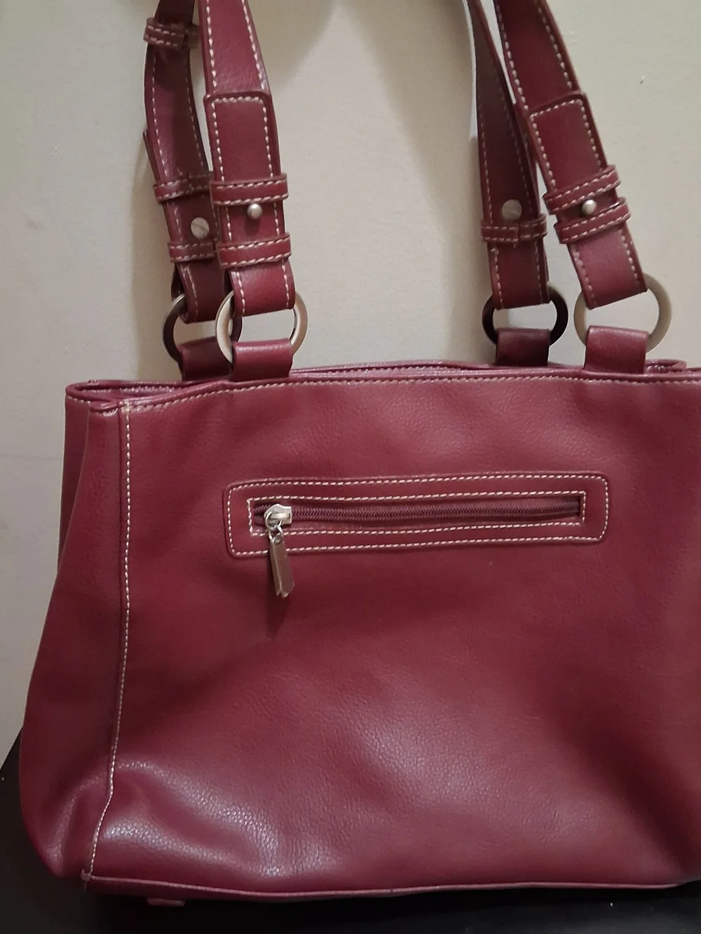 Women's Croft & Barrow Burgundy Leather Tote Bag - Stylish Everyday Shoulder Bag